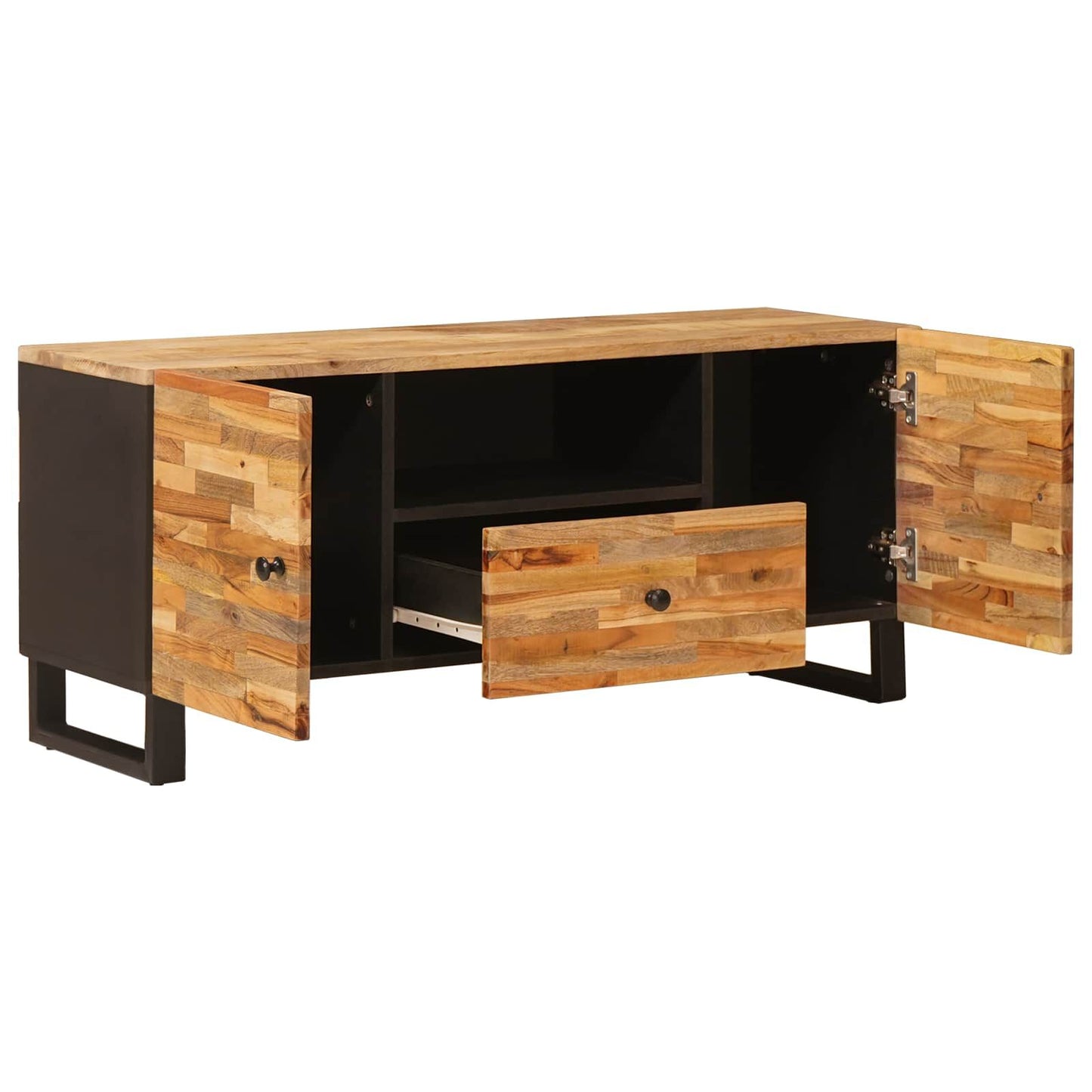 Tv-Schränk Mit Regal Braun 105 X 33 X 46 Cm Massivholz Mango