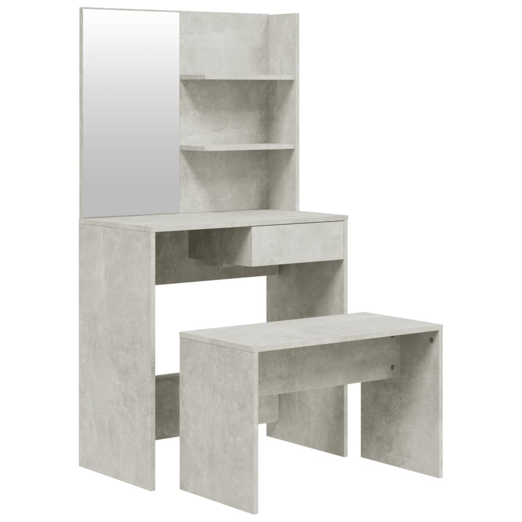 Schminktisch-Set Betongrau 74,5X40X141 Cm