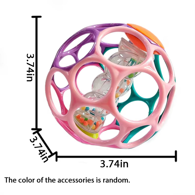 6-In-1 Bpa-Free Baby Sensory Rattle Ball - Soft Textured Grasping Toy with Gentle Sound & Spin Rings | Montessori Learning Toy F