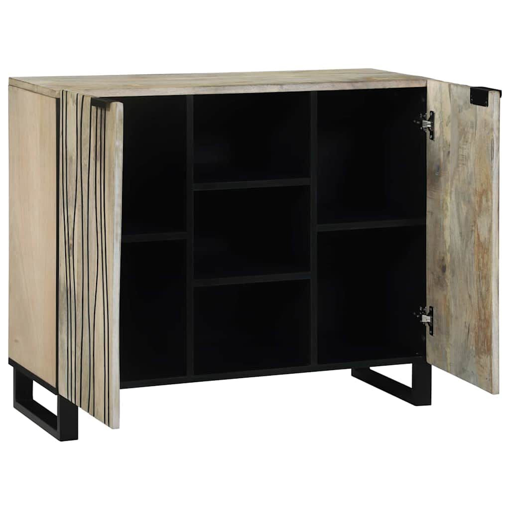 Sideboard Weiß 90 X 33 X 75 Cm Massives Mangoholz