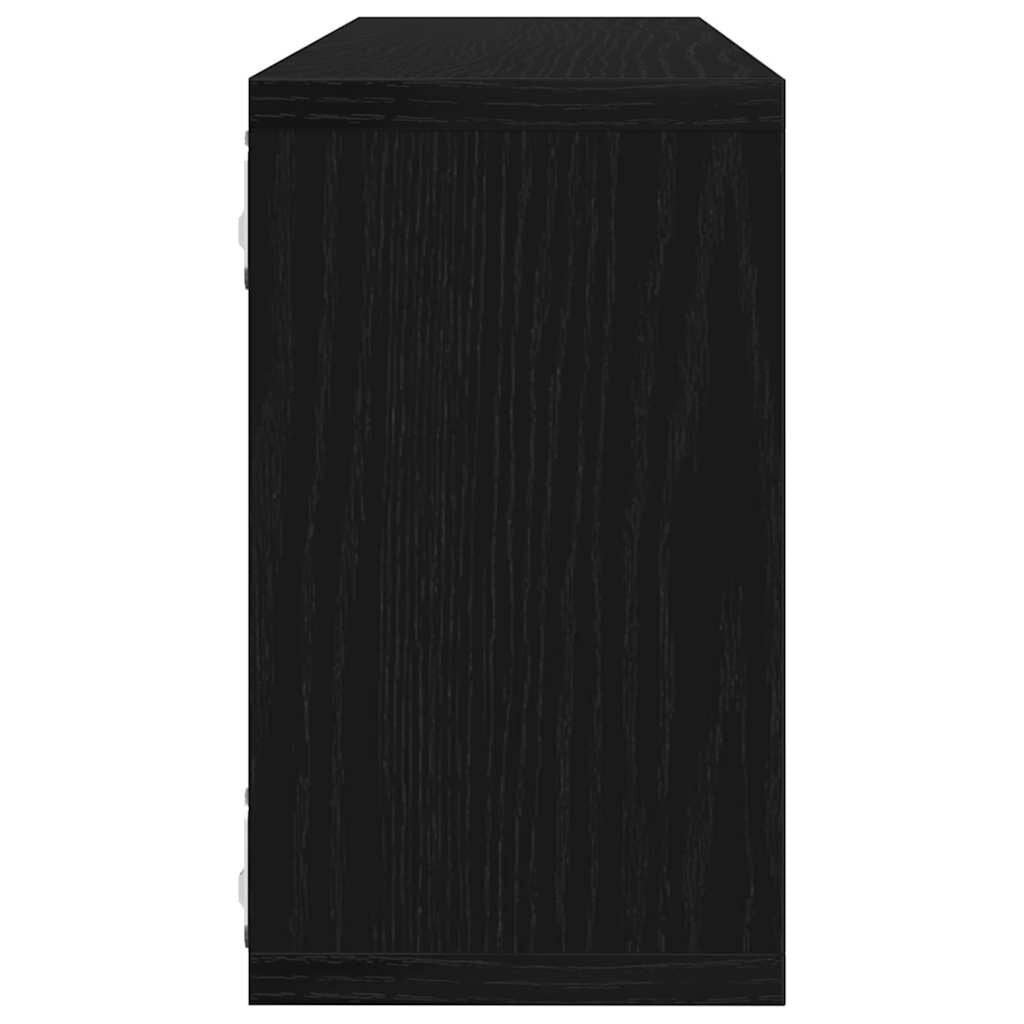 Wandregale Mit Regal 2 Pcs Schwarz Eichen-Optik 80 X 15 X 26 Cm