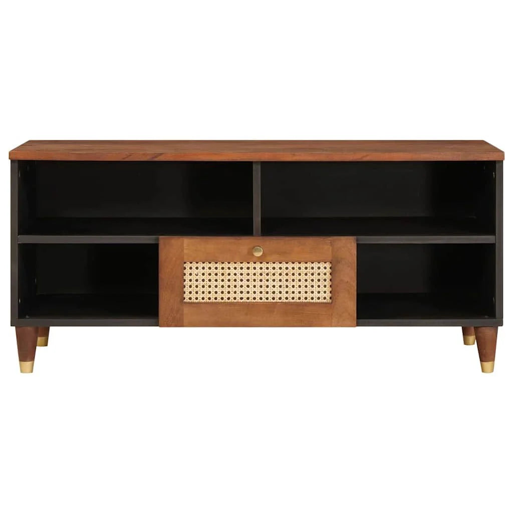 Tv-Schränk Mit Regal Braun 100 X 33,5 X 46 Cm Massivholz Mango