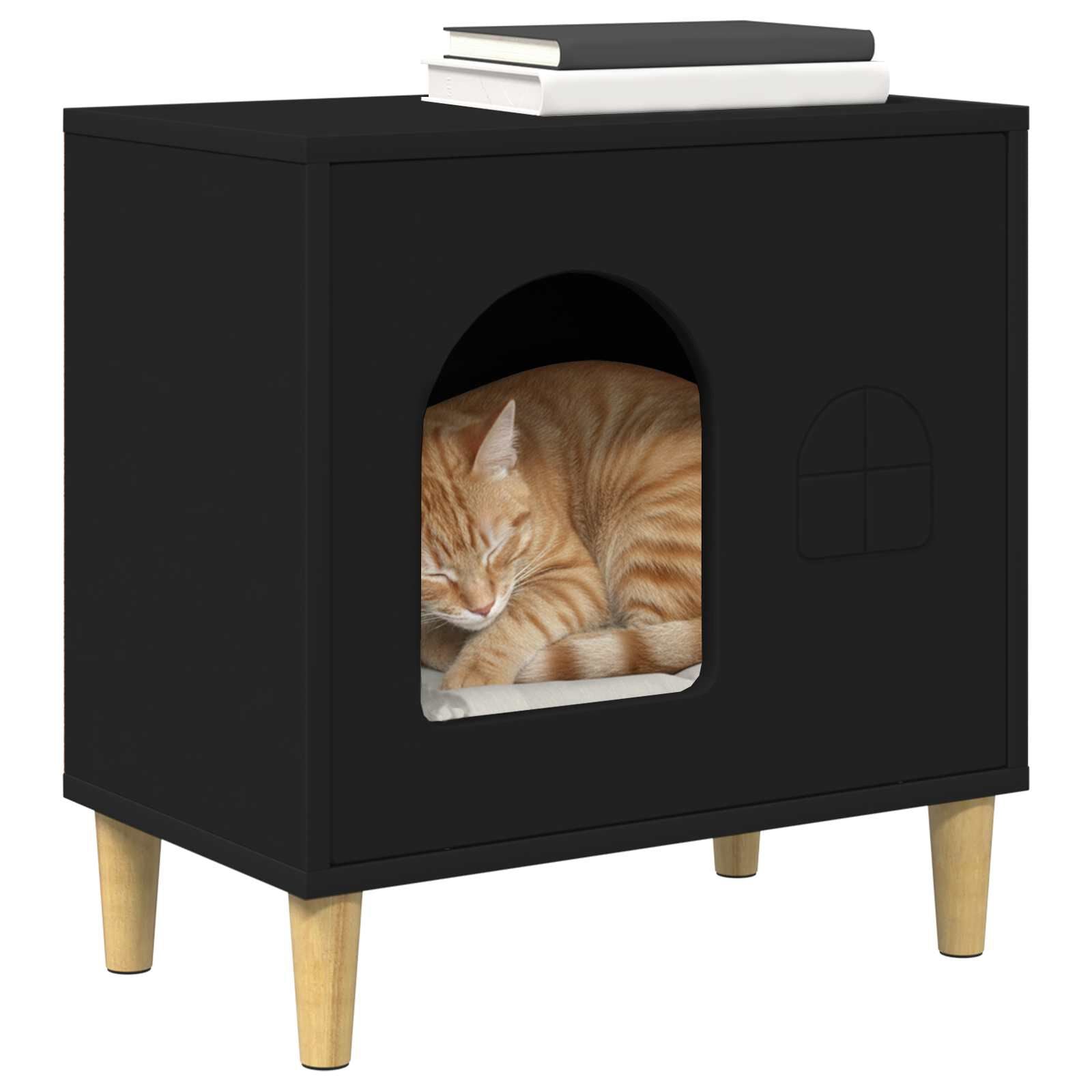 Katzenhaus Schwarz 51 X 30 X 52 Cm Holzwerkstoff