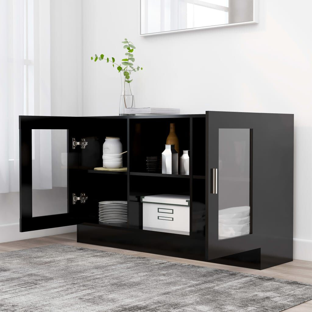 Vitrinenschrank Schwarz 120X30,5X70 Cm Holzwerkstoff