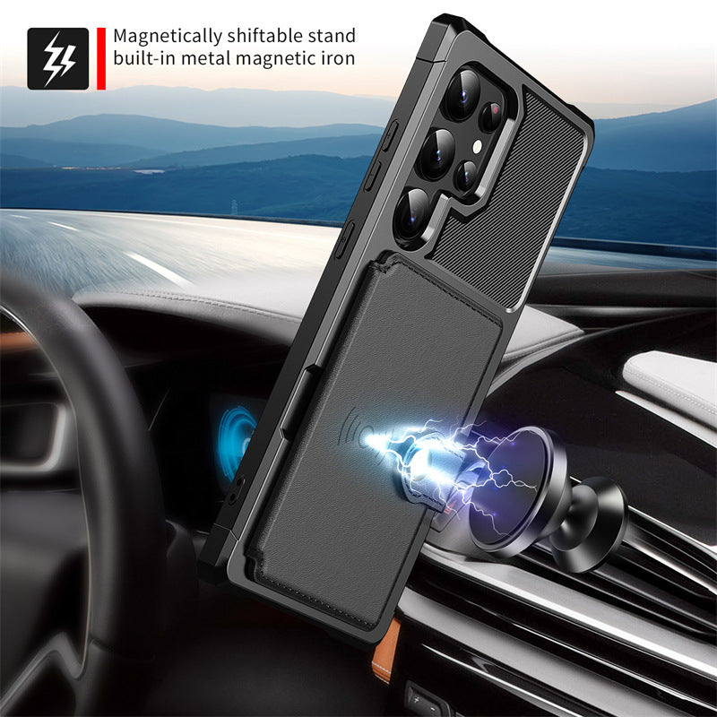 Card-Inserting Car Protective Cover for S23 Phone Case Drop-Resistant