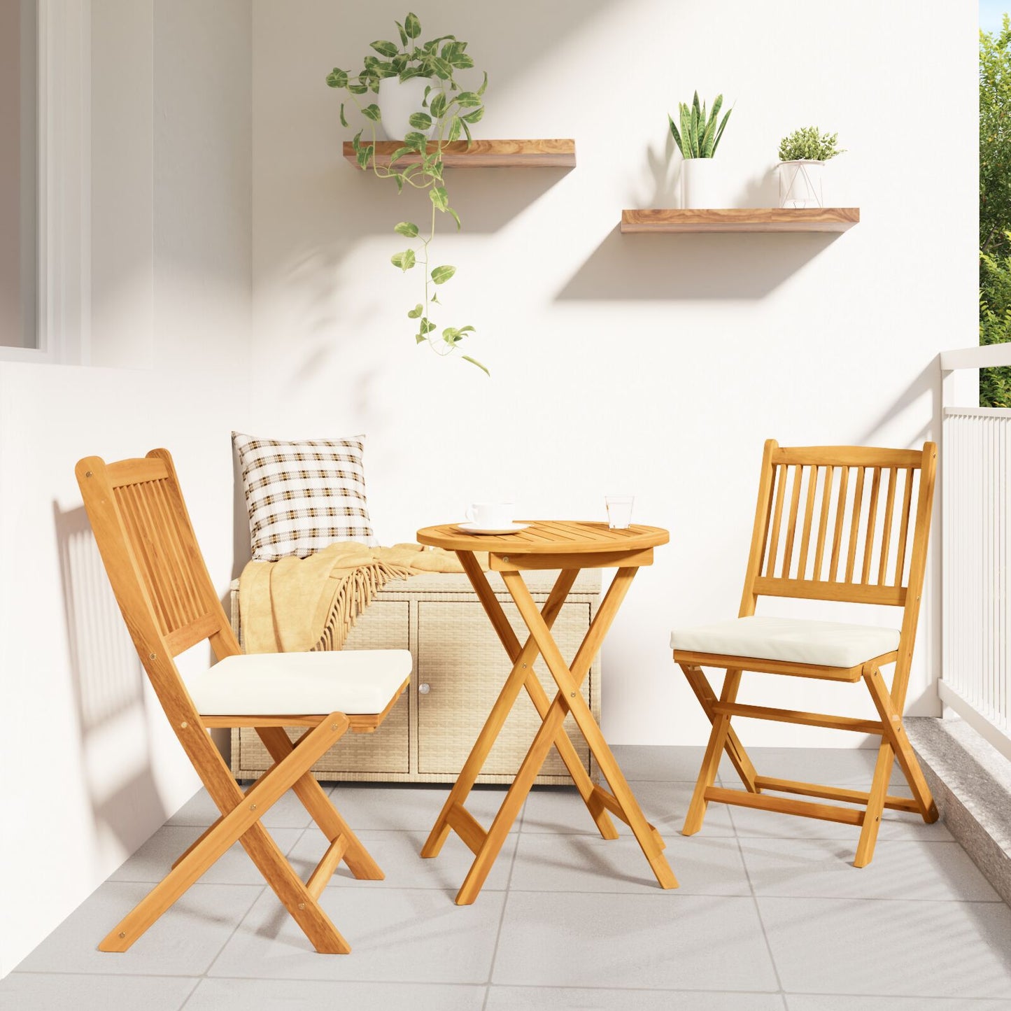 Garten Bistro Set 3 Pcs Braun Massivholz Akazie
