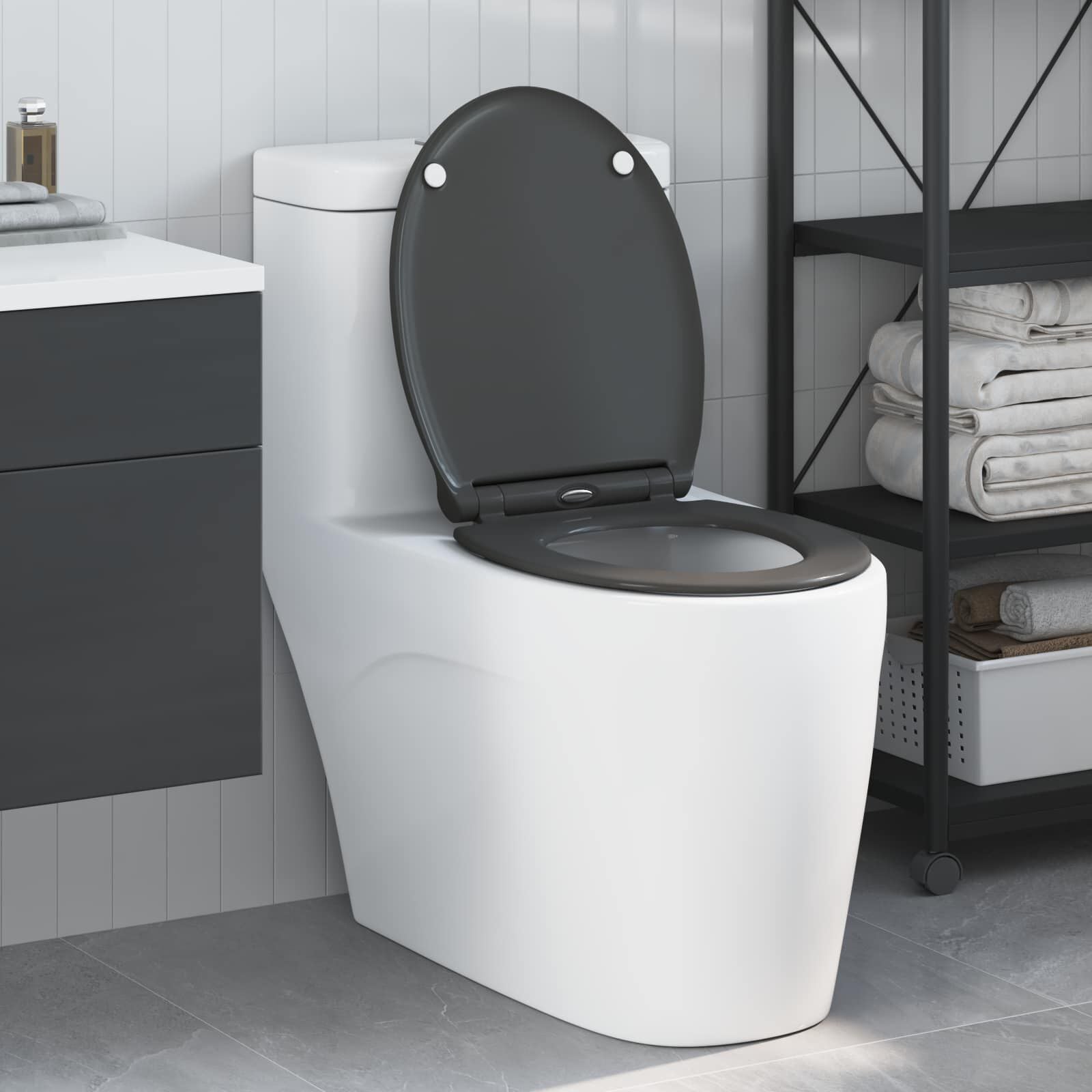 Toilettensitz Anthrazit 47 X 37,5 X 3,8 Cm Duroplast