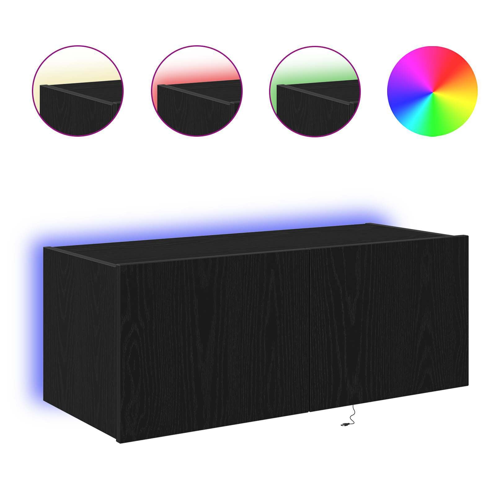 Tv-Wandschrank Schwarz Eichen-Optik 80 X 35 X 31 Cm