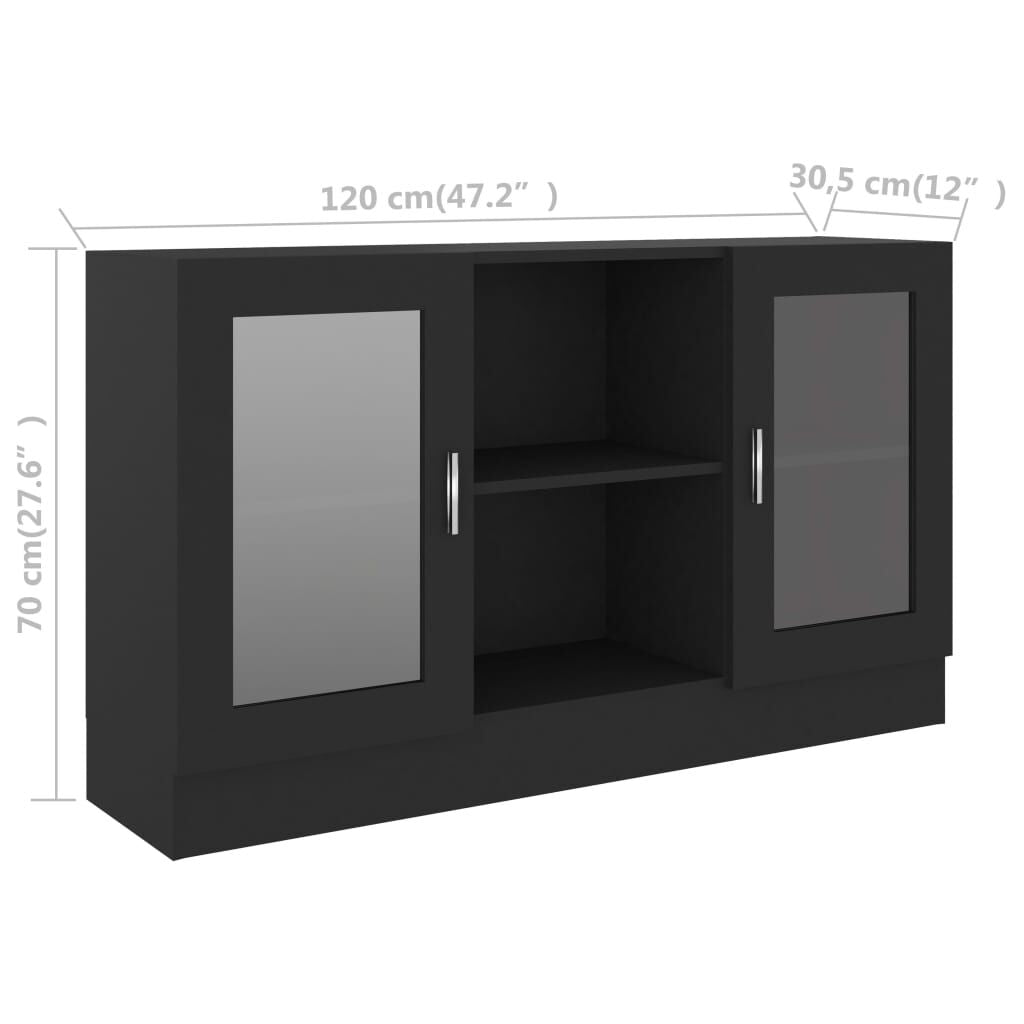 Vitrinenschrank Schwarz 120X30,5X70 Cm Holzwerkstoff