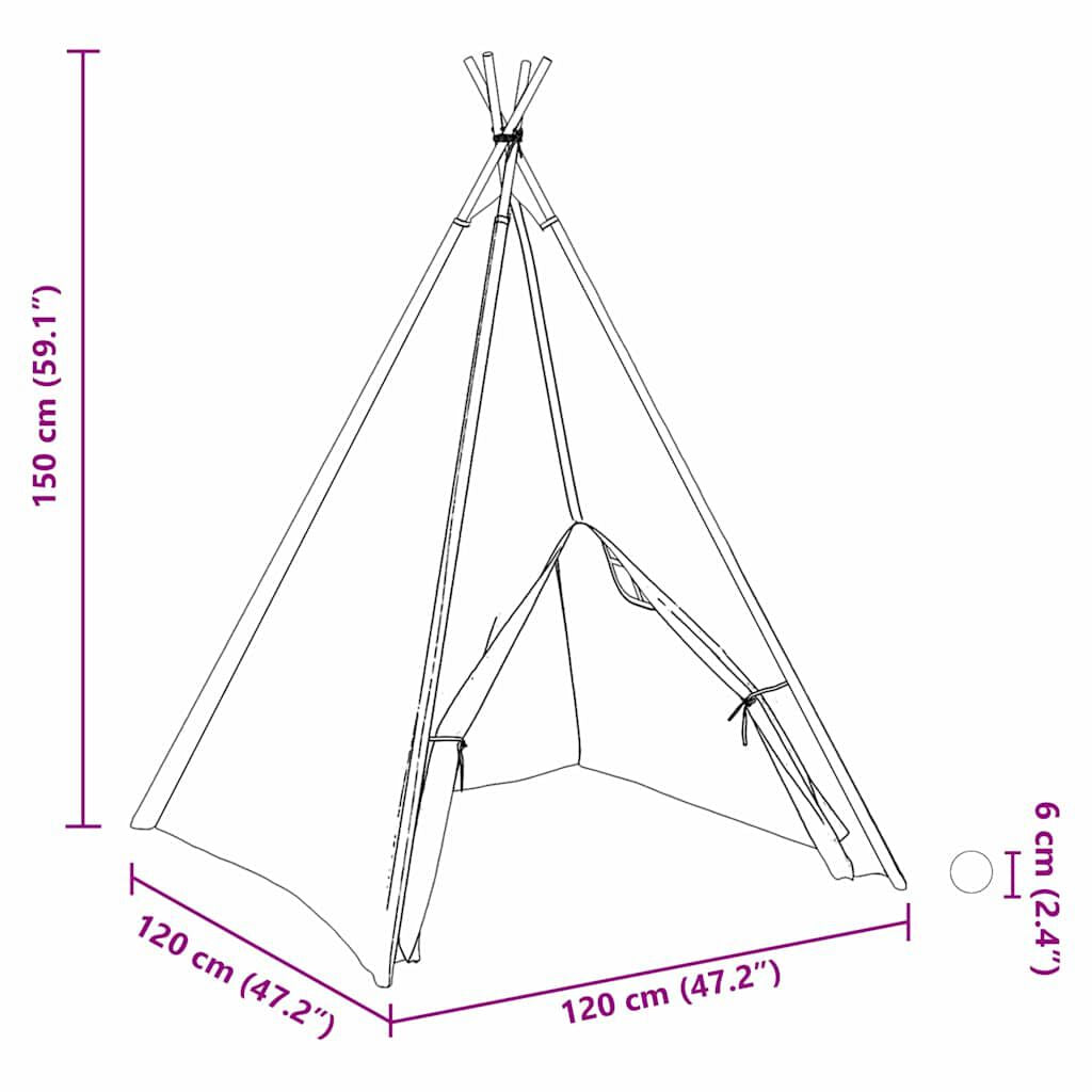Teepee Zelt Weiß 120 X 120 X 150 Cm Stoff Und Plastik