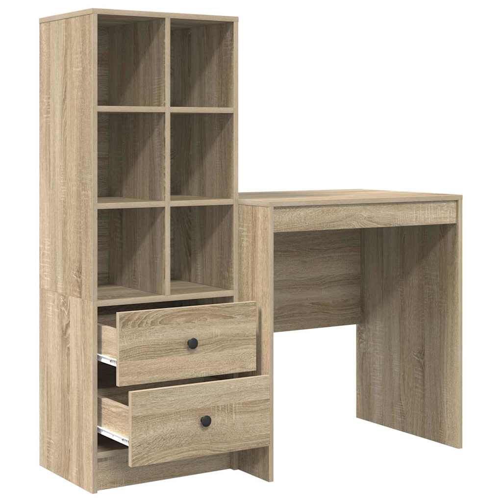 Schreibtisch Mit Schubladen 2 Pcs Sonoma-Eiche