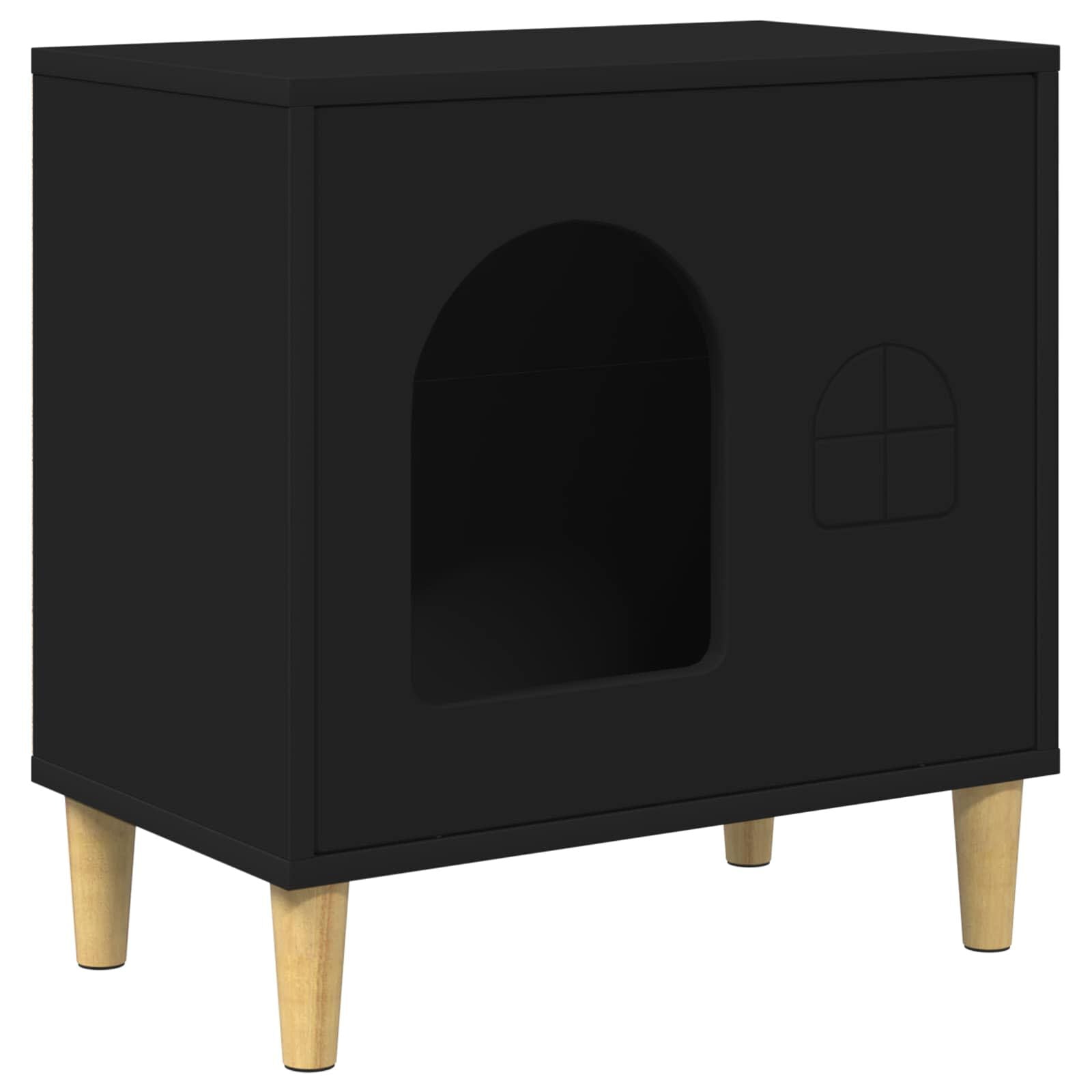 Katzenhaus Schwarz 51 X 30 X 52 Cm Holzwerkstoff