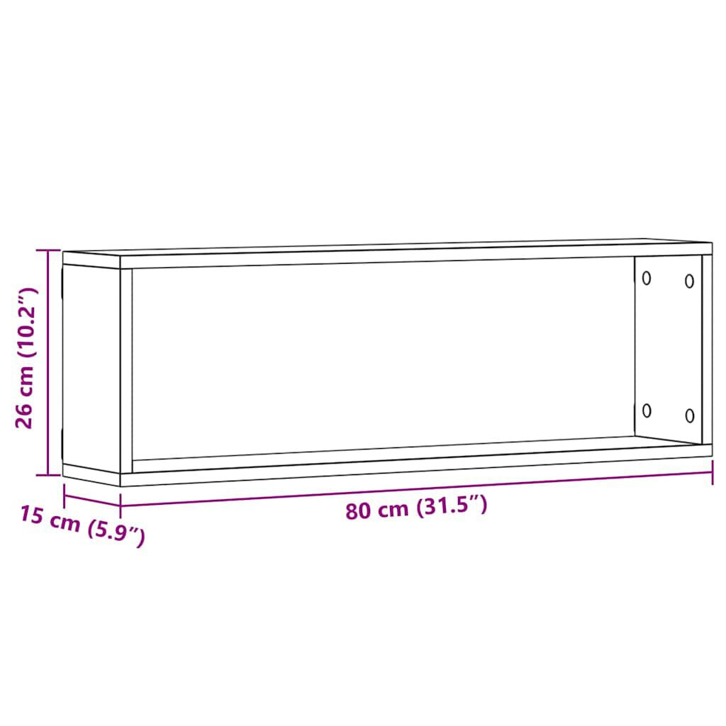 Wandregale Mit Regal 2 Pcs Schwarz Eichen-Optik 80 X 15 X 26 Cm