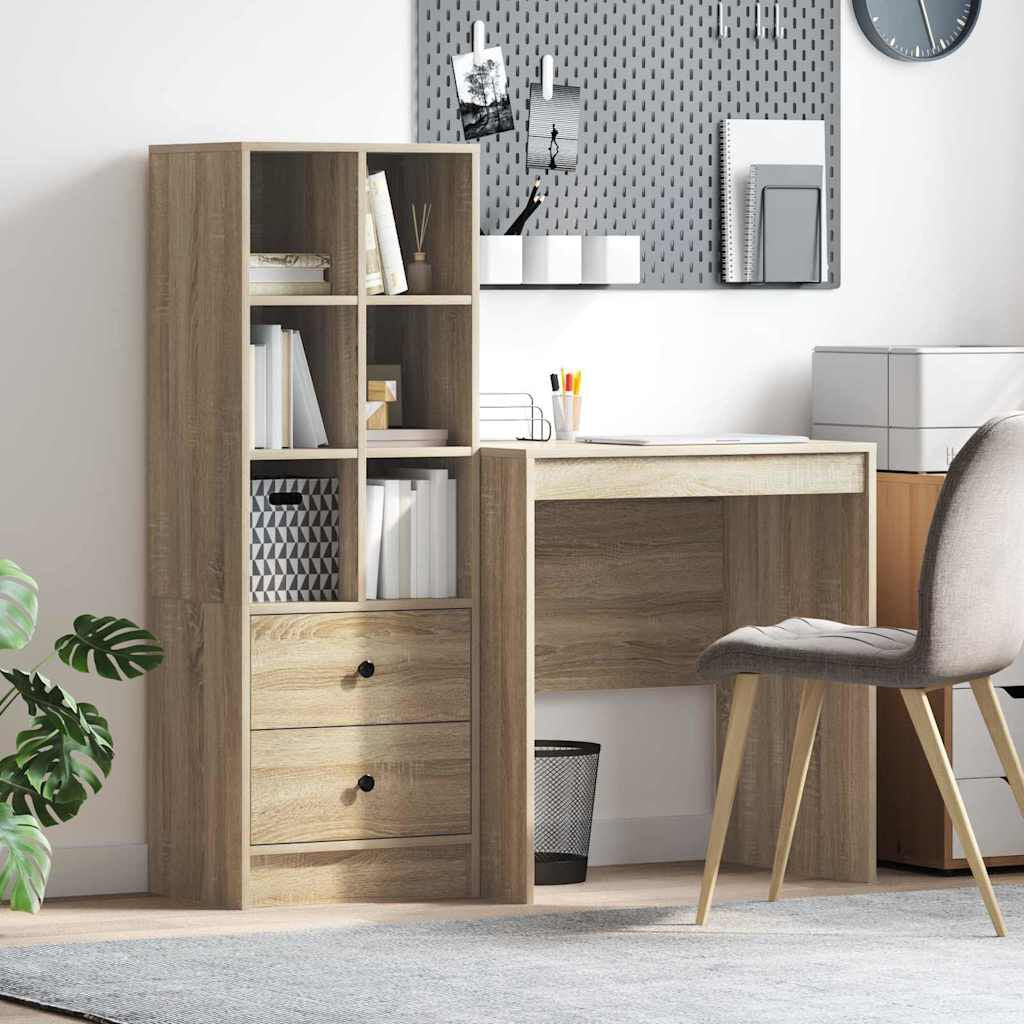 Schreibtisch Mit Schubladen 2 Pcs Sonoma-Eiche