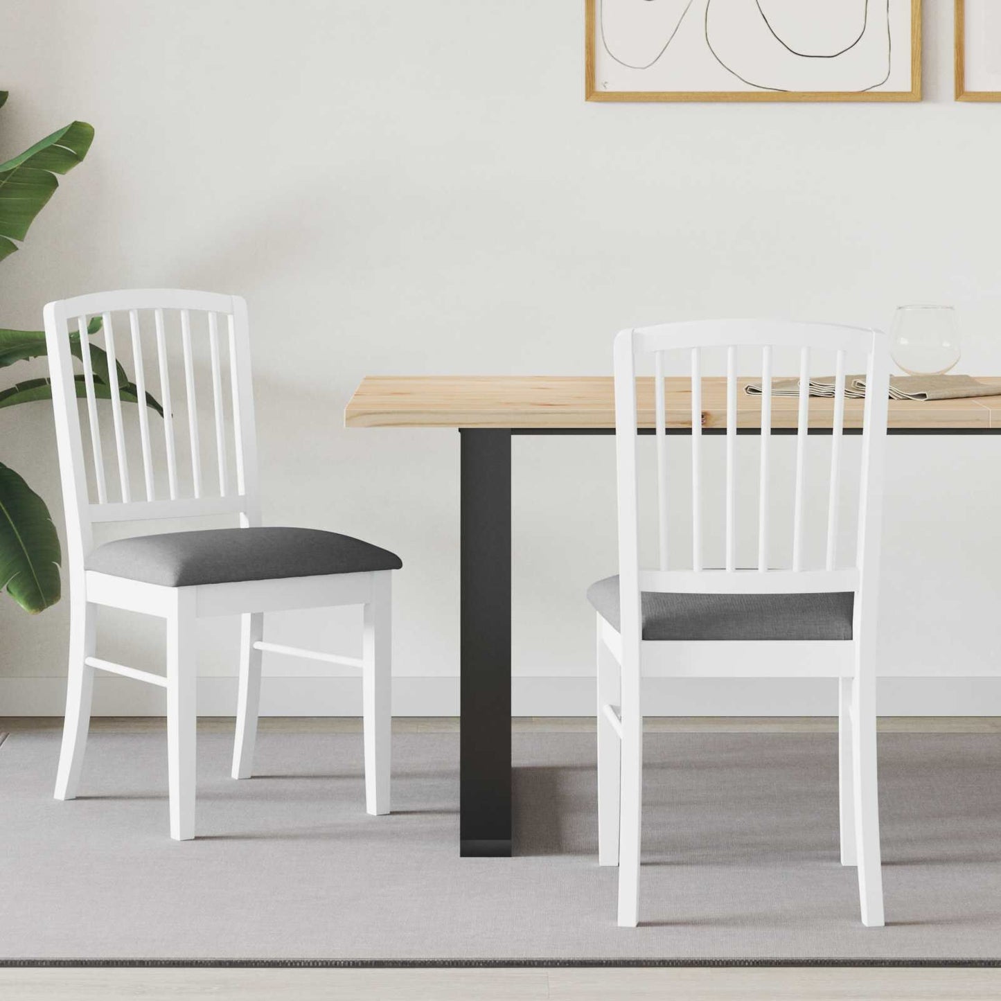 Esszimmerstühle 2 Pcs Weiß 50 X 52,5 X 91 Cm Massives Gummiholz