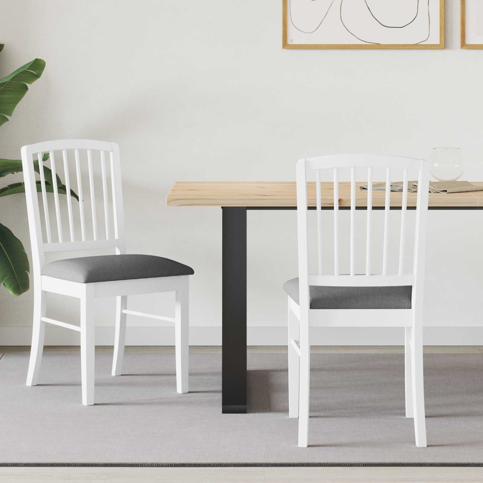 Esszimmerstühle 2 Pcs Weiß 50 X 52,5 X 91 Cm Massives Gummiholz