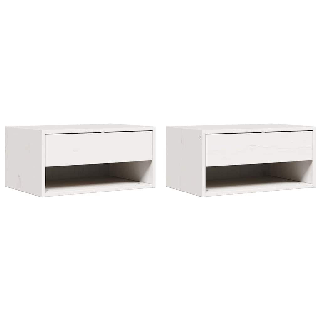 Nachttisch 2 Pcs Weiß 50 X 32,5 X 24 Cm Massivholz Kiefer