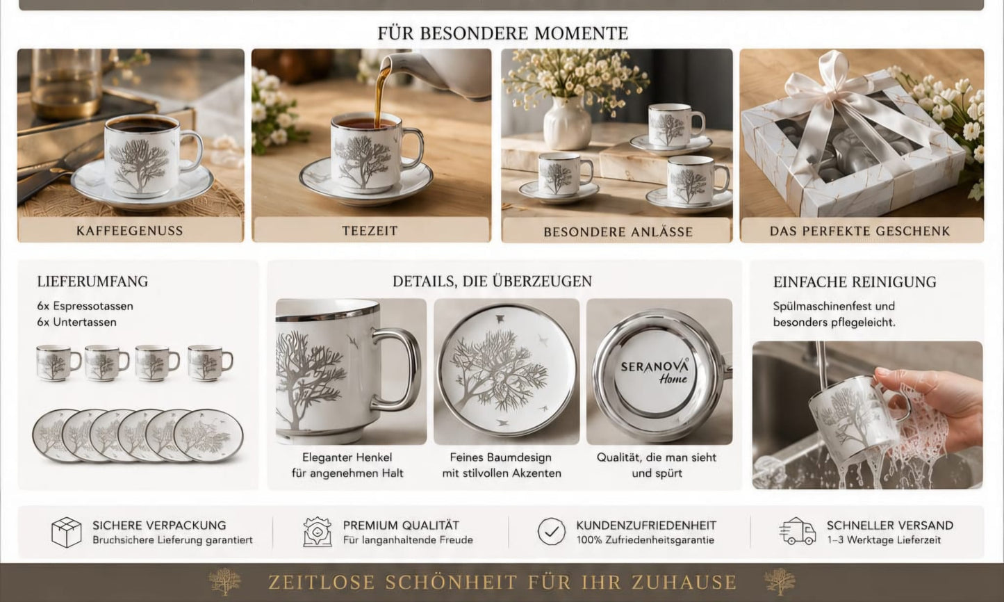 Seranova Home Espressotassen-Set – Natürliche Eleganz in Perfektion