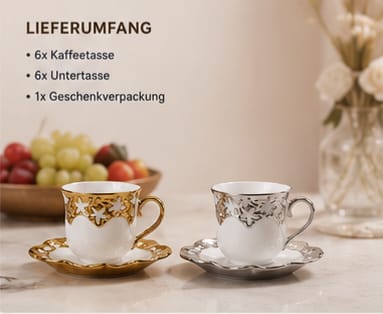IDEALOVE® Porzellan-Kaffeetassen-Set – 12-teilig