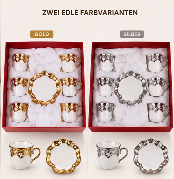 IDEALOVE® Porzellan-Kaffeetassen-Set – 12-teilig
