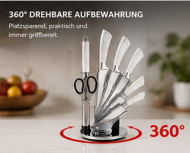 Dynamic COOK 8-teiliges Profi-Messer-Set mit 360 Grad drehbarem Ständer