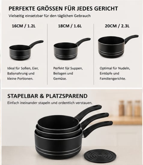ROYALTY LINE® 3-TEILIGES SAUCEPAN-SET MIT MARMOR-ANTIHAFTBESCHICHTUNG