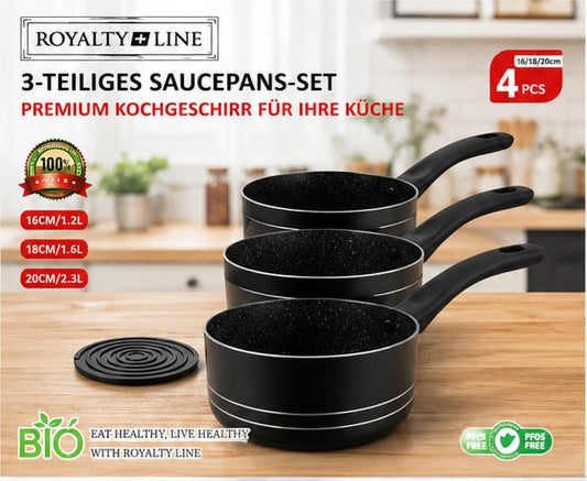 ROYALTY LINE® 3-TEILIGES SAUCEPAN-SET MIT MARMOR-ANTIHAFTBESCHICHTUNG