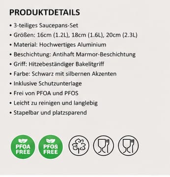 ROYALTY LINE® 3-TEILIGES SAUCEPAN-SET MIT MARMOR-ANTIHAFTBESCHICHTUNG