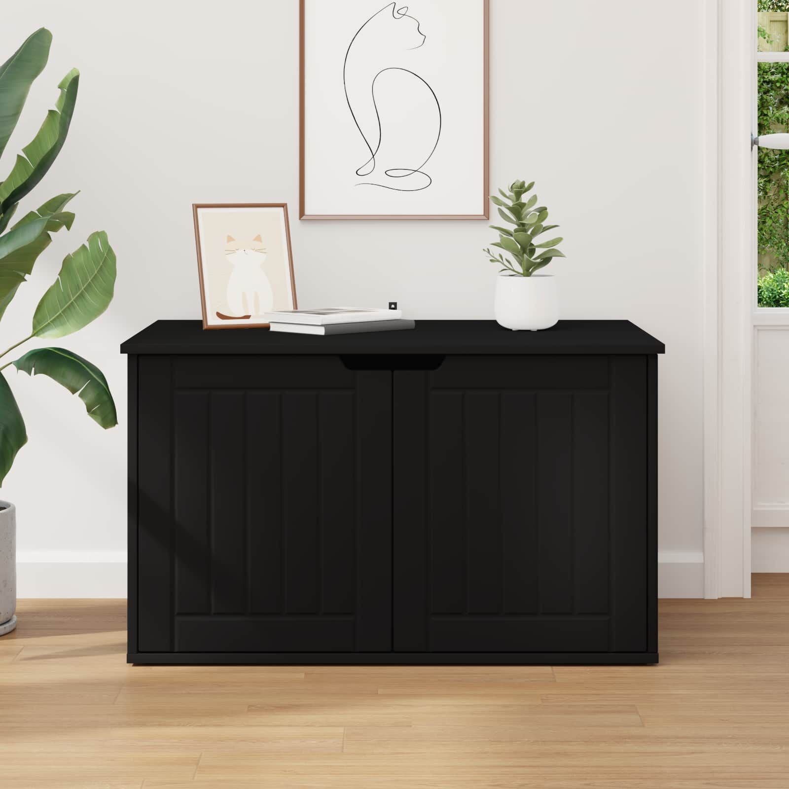 Katzenhaus Schwarz 85 X 55 X 50,5 Cm Holzwerkstoff