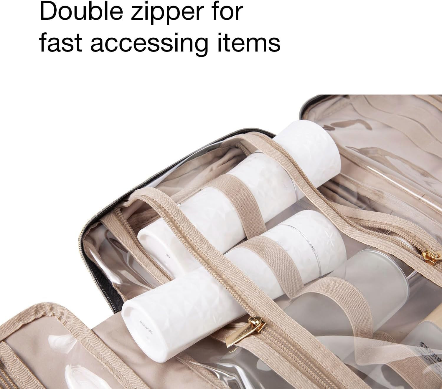 BAGSMART Kulturbeutel Kulturtasche Damen, Kulturtasche Zum Aufhängen, Toiletry Bag Kosmetiktasche Reise Waschtasche Transparent Für Makeup,Toilettenartikel (M-Rosa)