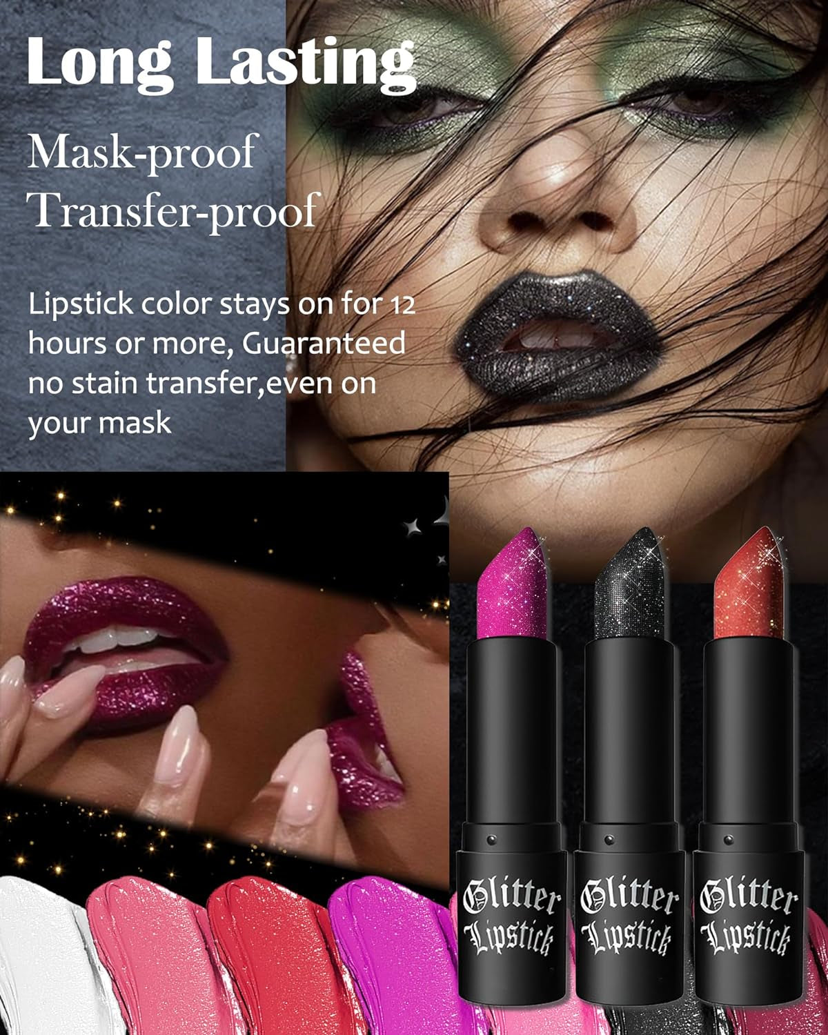 Glitzer-Lippenstift Rose, Diamond Metallic Funkelnder Matt Lippenstift, Wasserdichter Langanhaltender Glitter Lipgloss, Not-Stick Cup Shimmer Lip Tint Lipstick Make-Up, Geschenke Für Frauen-05 Pink
