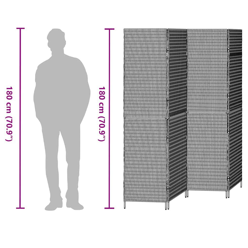 Raumteiler Braun 195 X 180 Cm Poly-Rattan