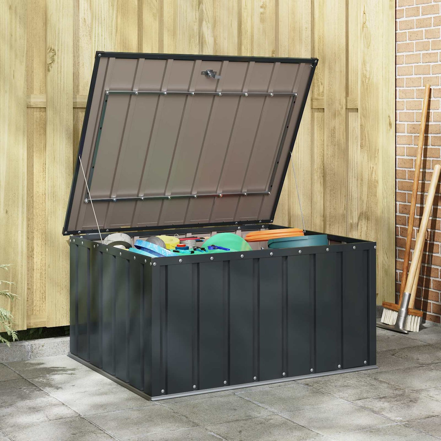 Gartenlagerbox Schwarz 101 X 82 X 50 Cm Stahl