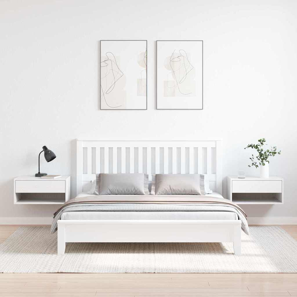 Nachttisch 2 Pcs Weiß 50 X 32,5 X 24 Cm Massivholz Kiefer