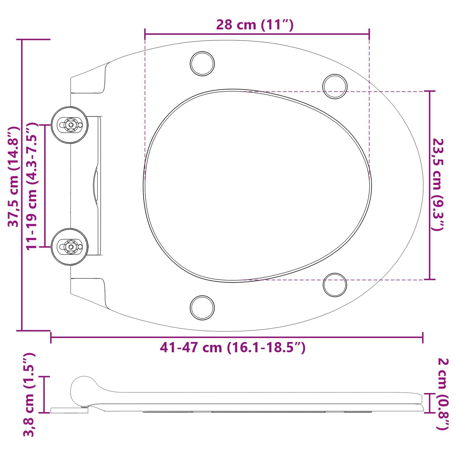 Toilettensitz Anthrazit 47 X 37,5 X 3,8 Cm Duroplast