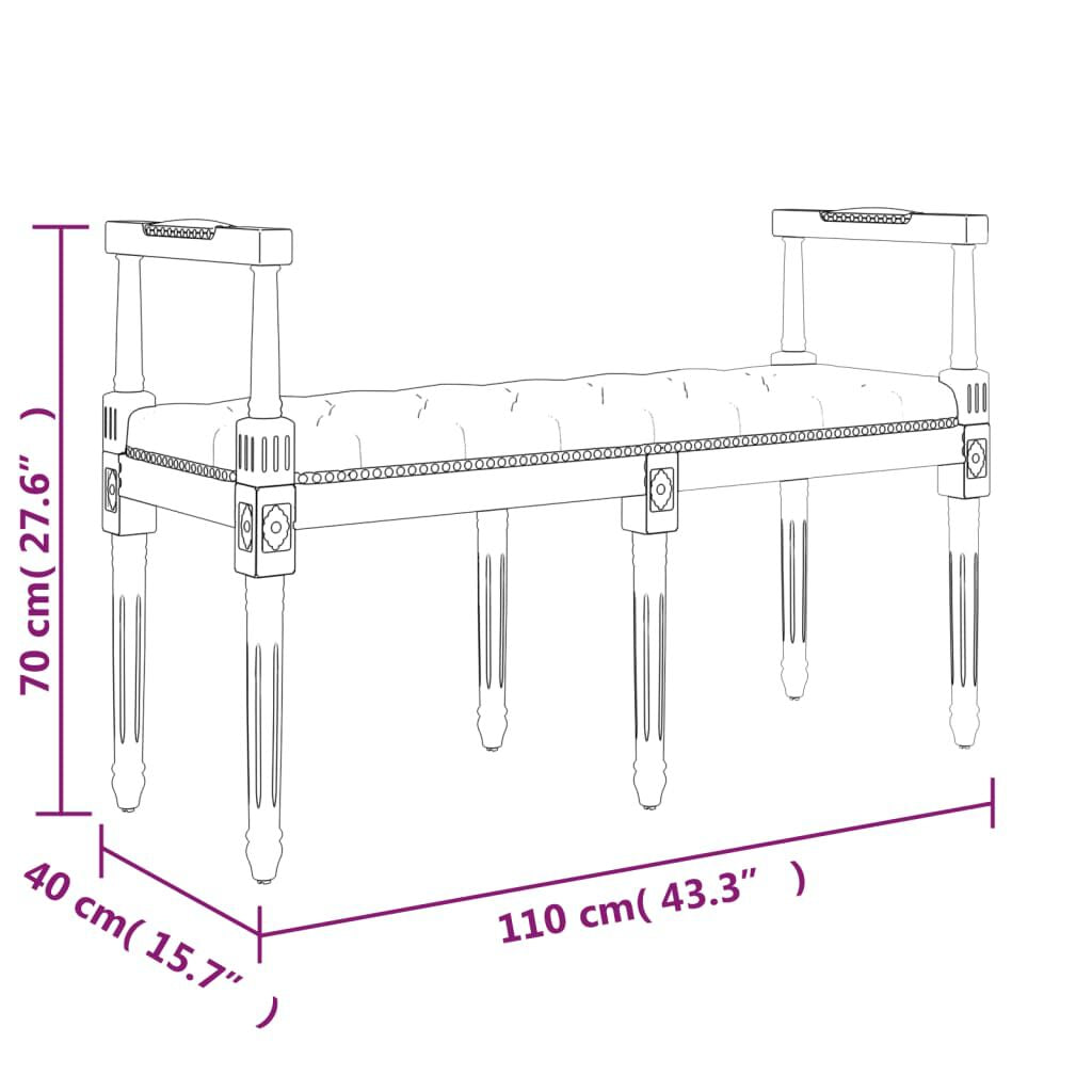 Sitzbank Rosa 110X40X70 Cm Samt