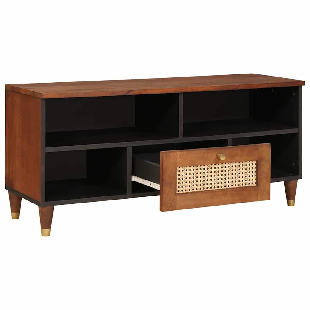 Tv-Schränk Mit Regal Braun 100 X 33,5 X 46 Cm Massivholz Mango