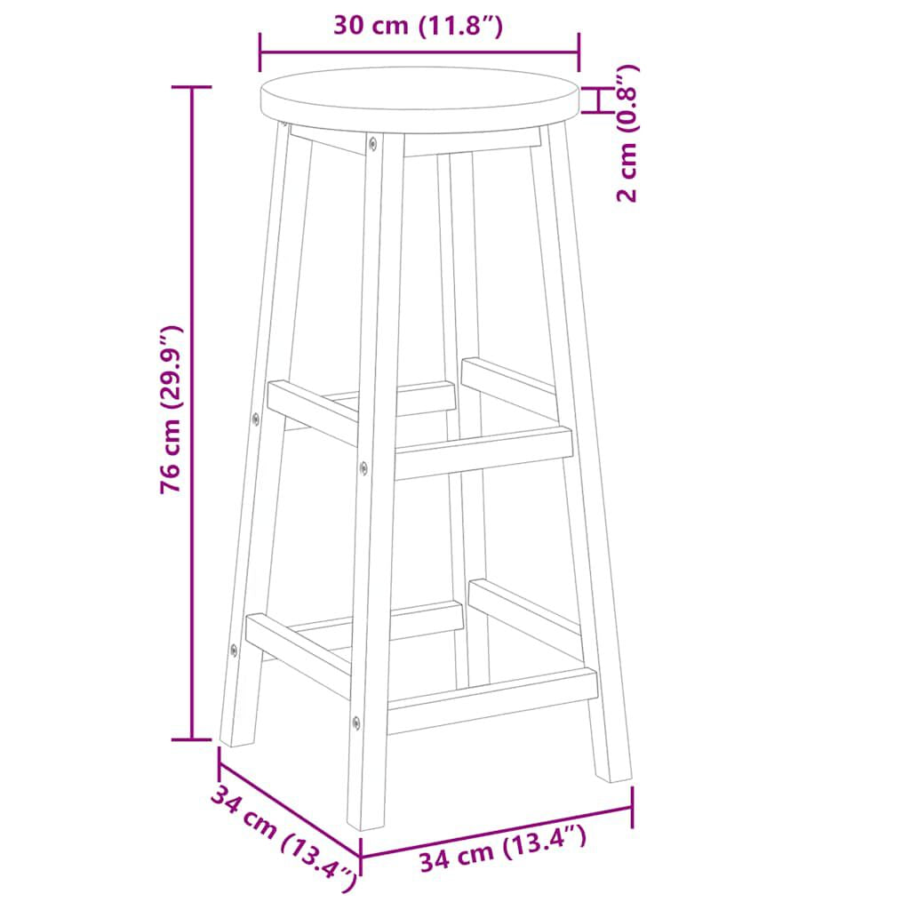 Barhocker 2 Stk. Massivholz Akazie