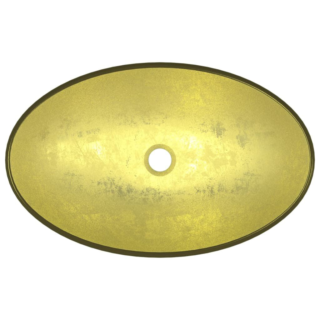 Basin Tempered Glass 54.5X35X15.5 Cm Gold
