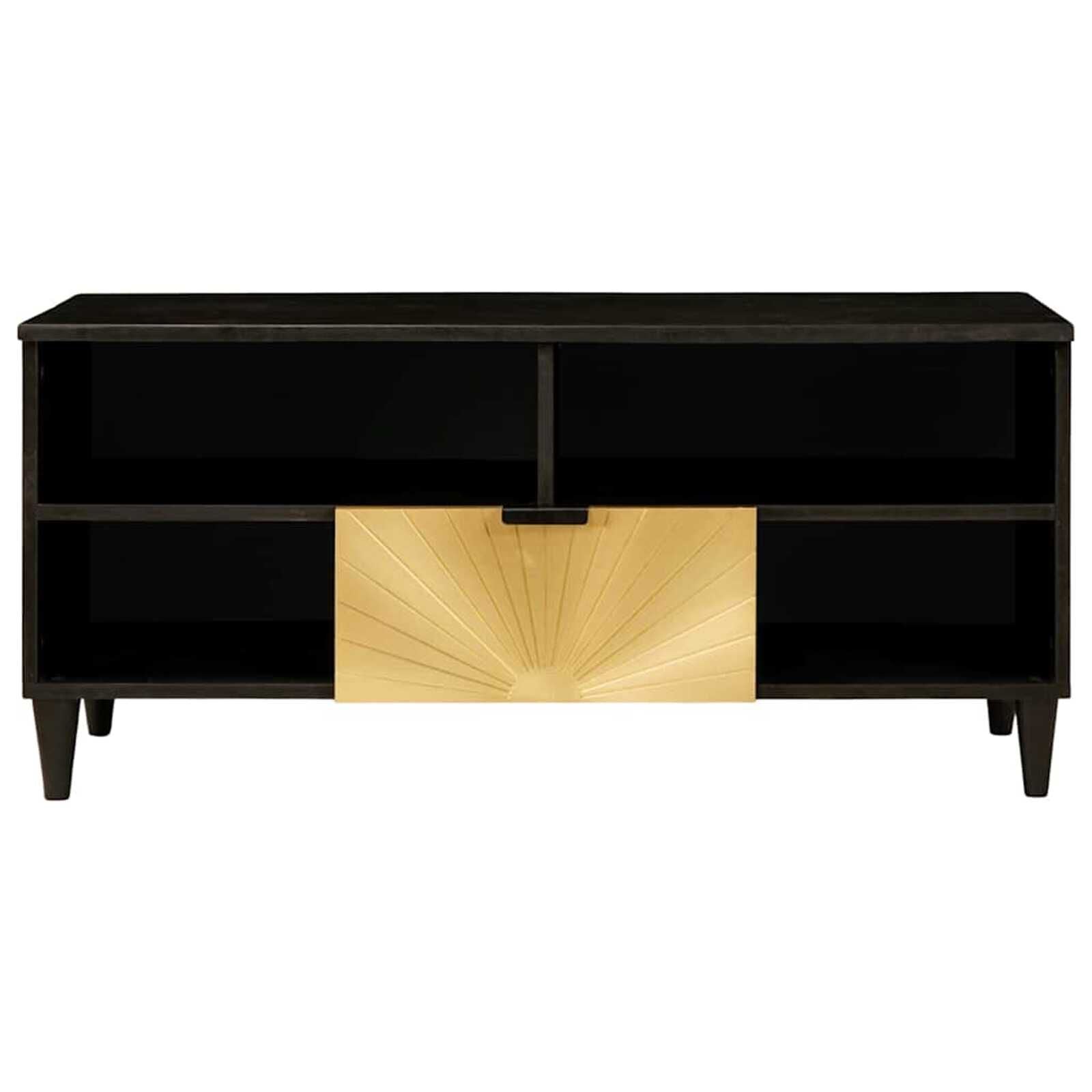 Tv-Schränk Schwarz Und Gold 100 X 33 X 46 Cm Holzwerkstoff