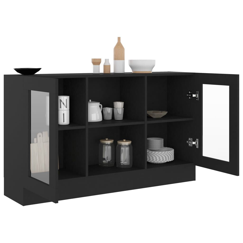 Vitrinenschrank Schwarz 120X30,5X70 Cm Holzwerkstoff