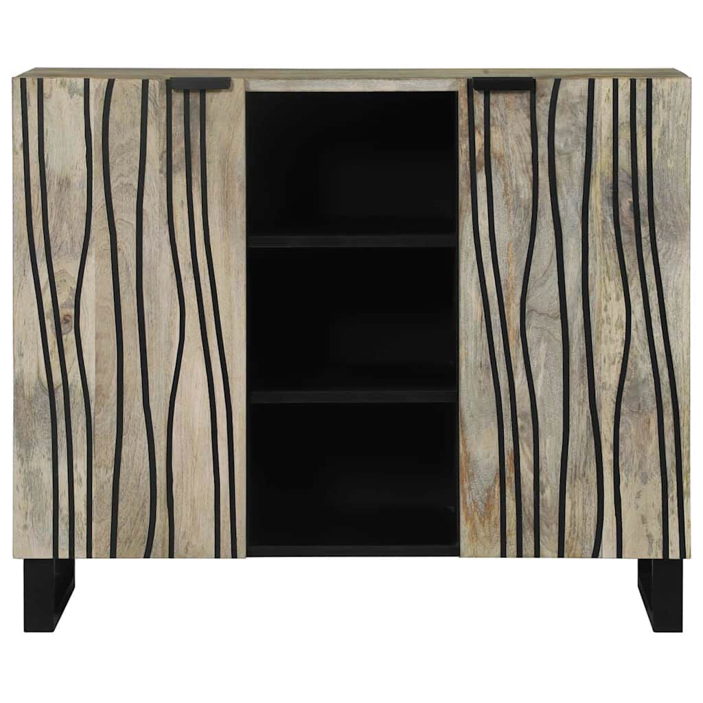 Sideboard Weiß 90 X 33 X 75 Cm Massives Mangoholz