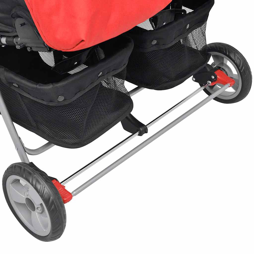 Zwillingskinderwagen Stahl Rot Und Schwarz