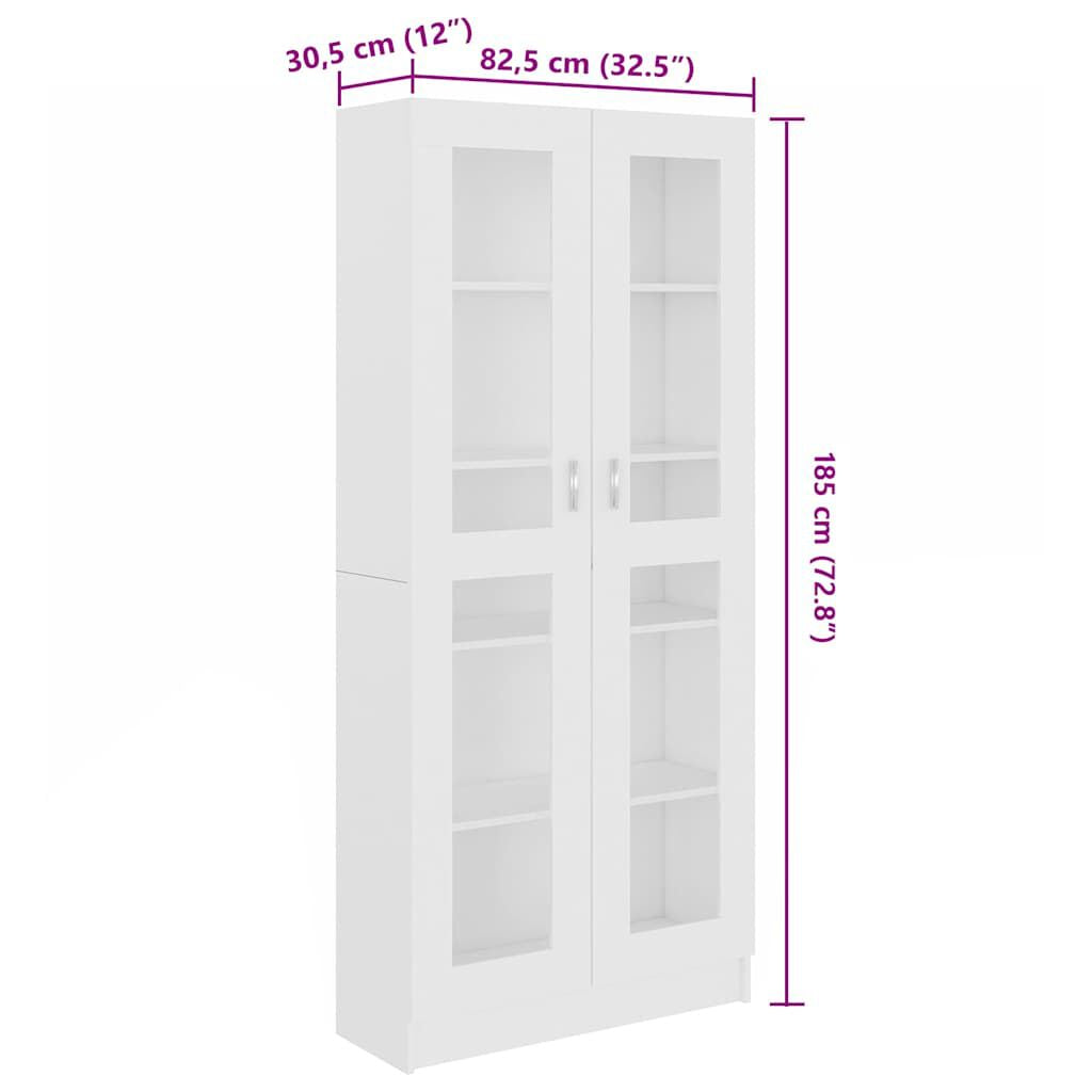 Vitrinenschrank Weiß 82,5X30,5X185 Cm Holzwerkstoff
