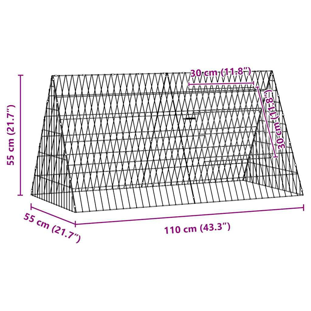 Hasenkäfig Silber 650 X 55 X 55 Cm Verzinkter Stahl
