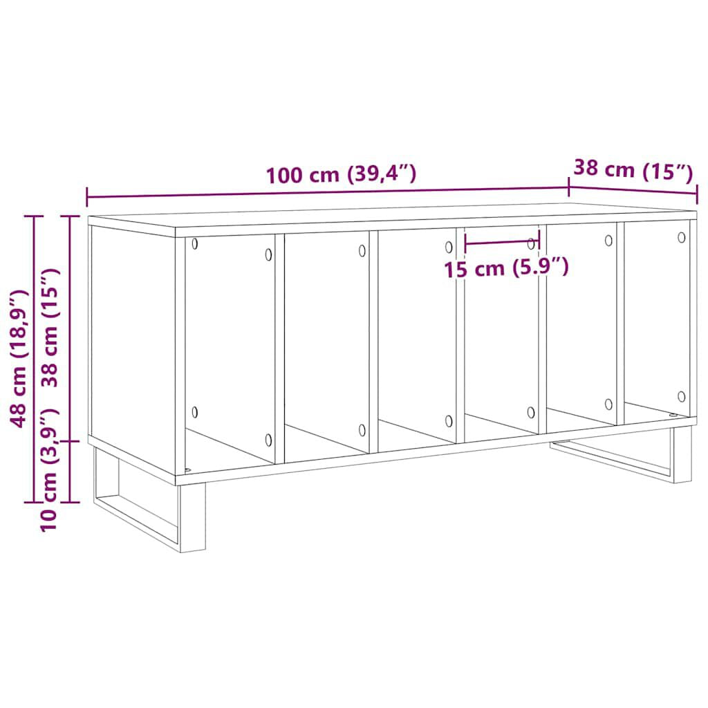 Schallplattenschrank Mit Regal Artisan-Eiche 100 X 38 X 48 Cm