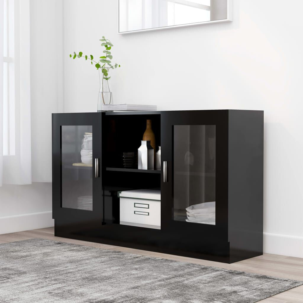 Vitrinenschrank Schwarz 120X30,5X70 Cm Holzwerkstoff