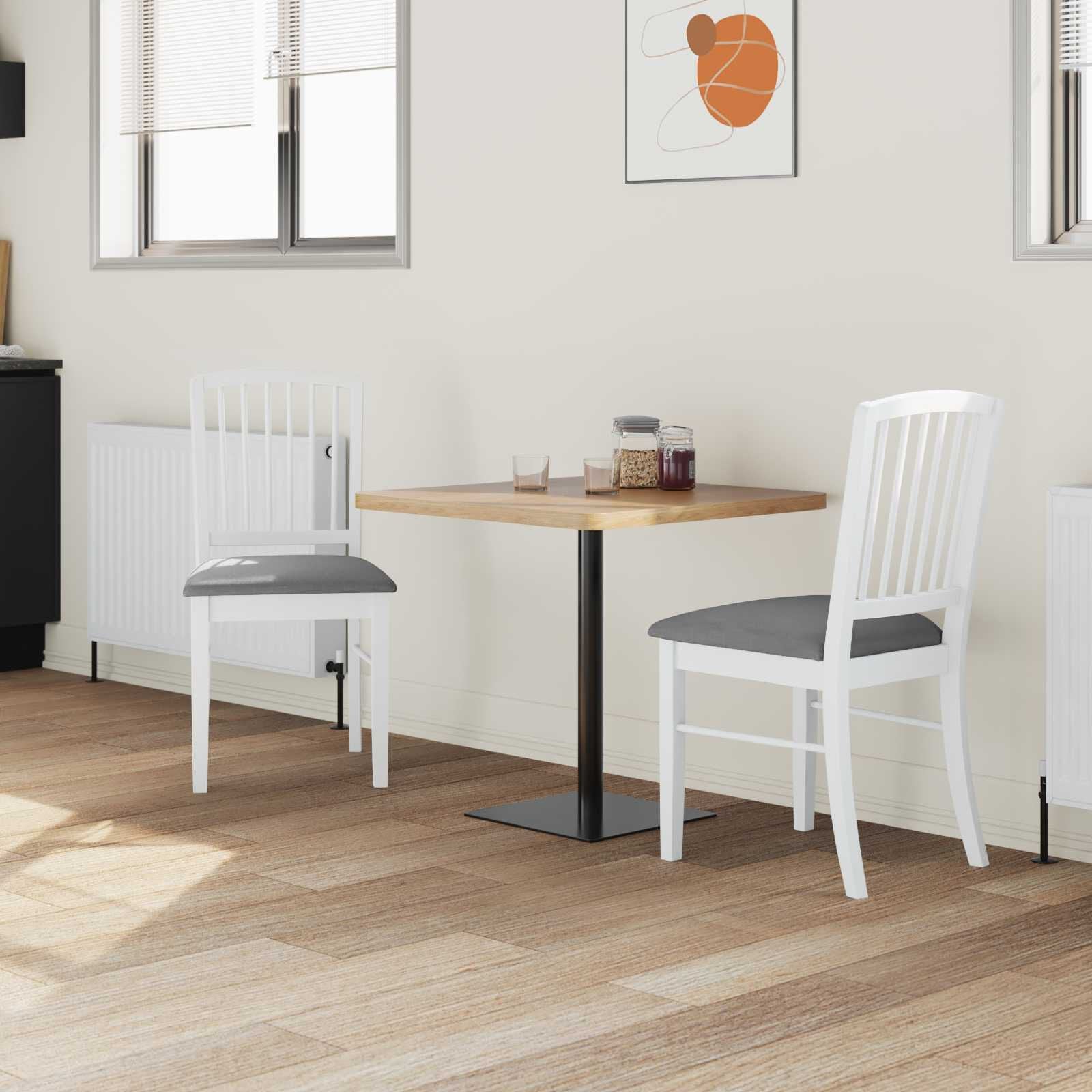 Esszimmerstühle 2 Pcs Weiß 50 X 52,5 X 91 Cm Massives Gummiholz