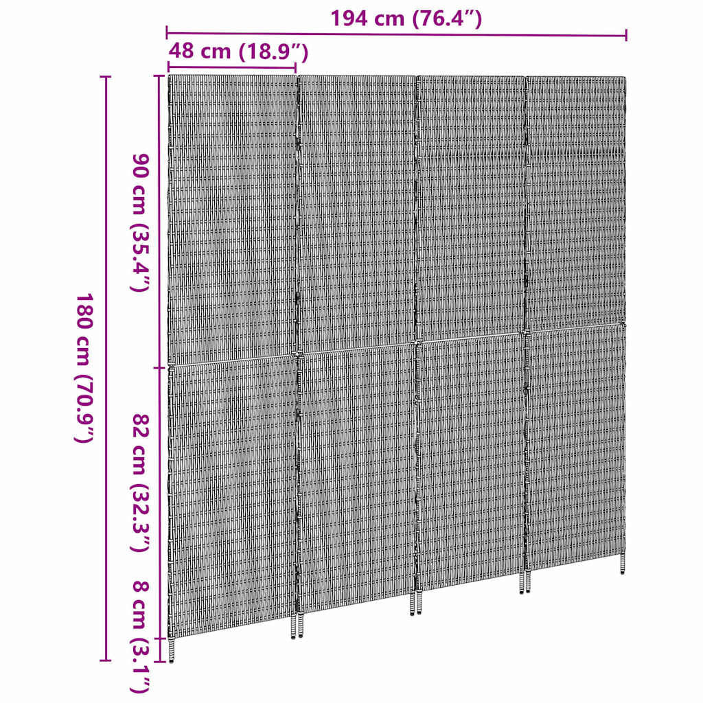 Raumteiler Braun 195 X 180 Cm Poly-Rattan