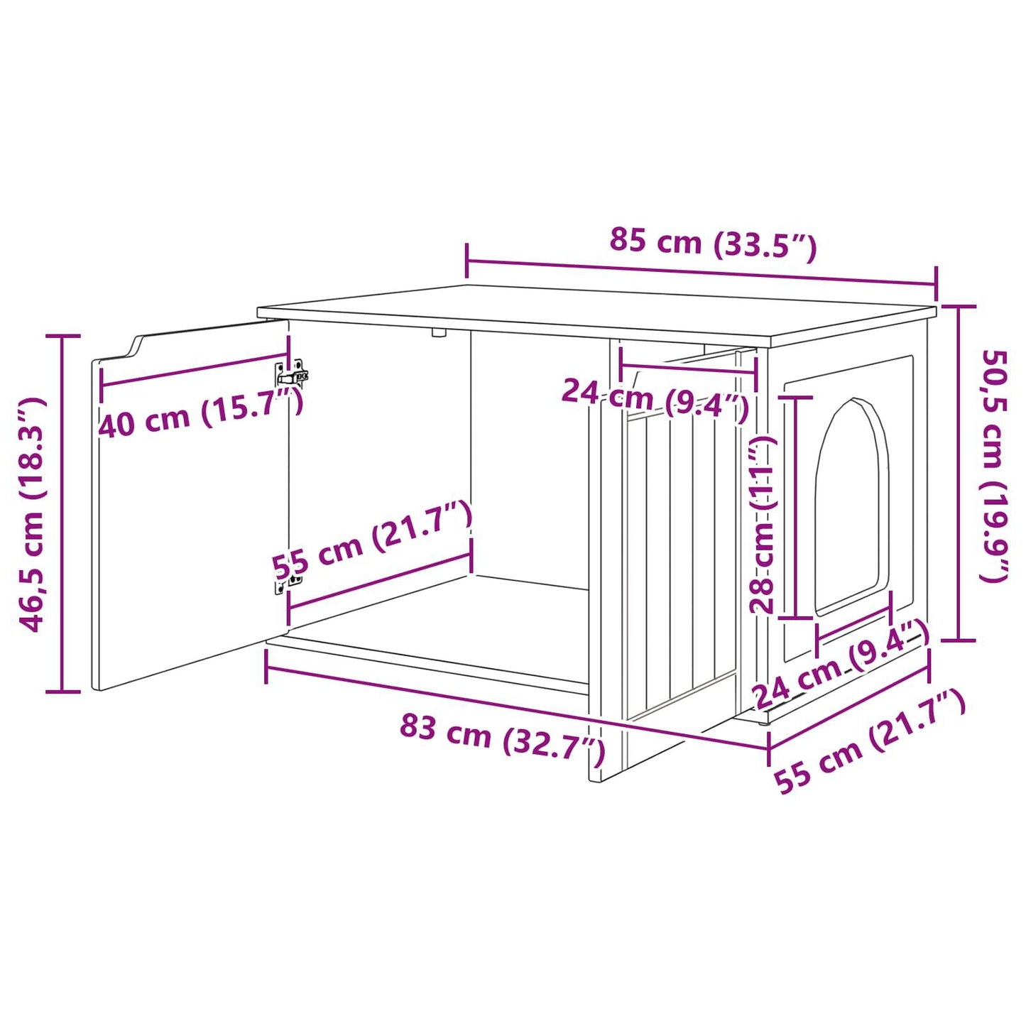 Katzenhaus Schwarz 85 X 55 X 50,5 Cm Holzwerkstoff